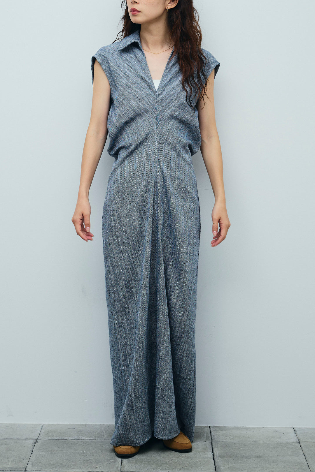 [予約]リネンミックススキッパーマキシシャツワンピ