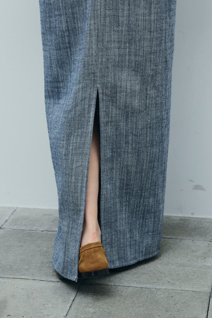 [予約]リネンミックススキッパーマキシシャツワンピ