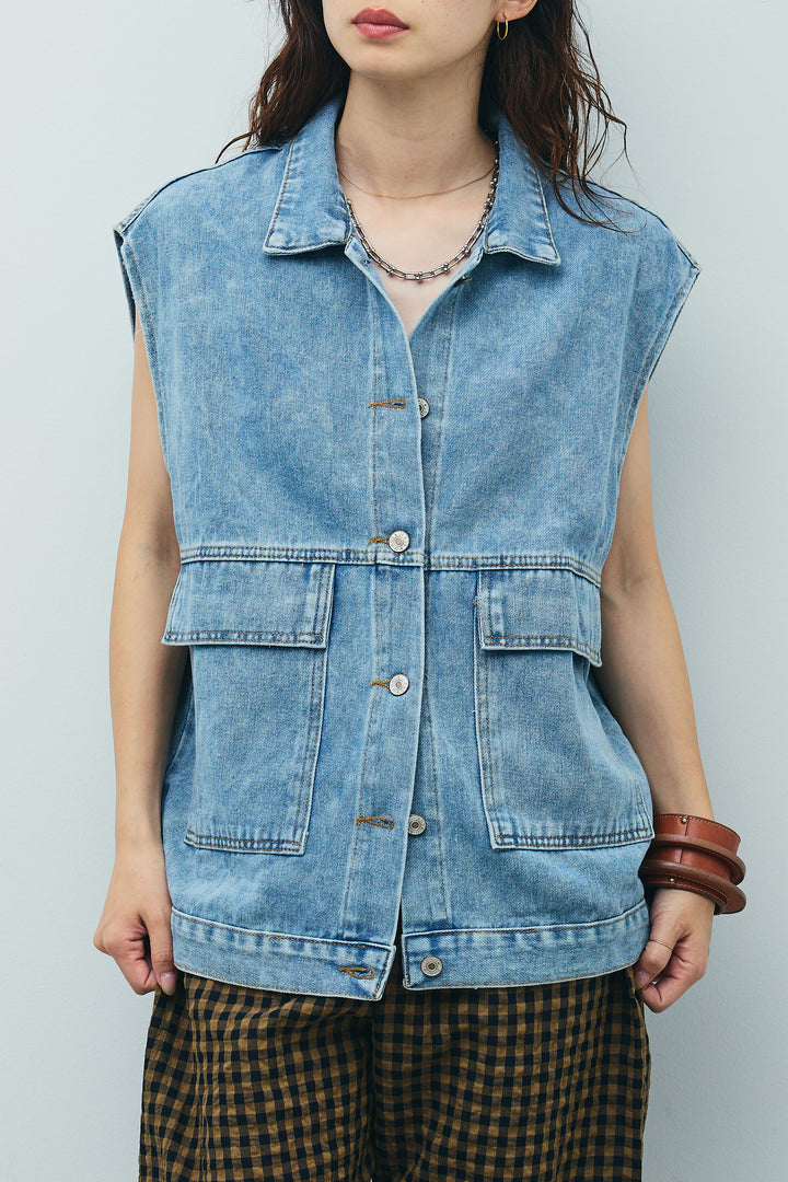 [予約]オーバーサイズデニムベスト
