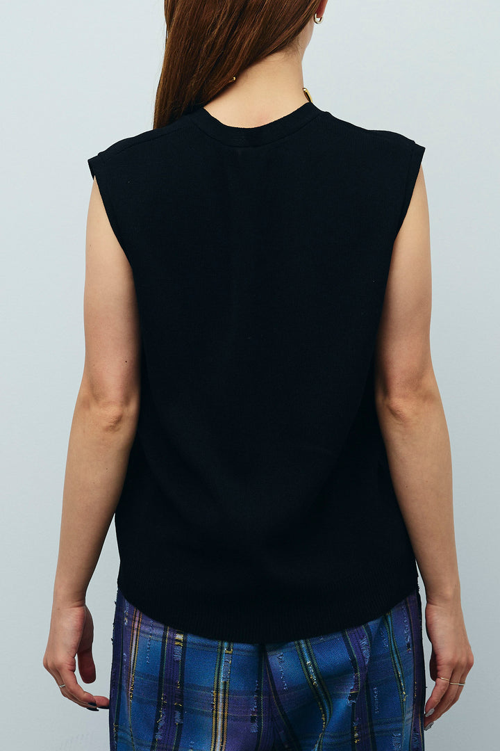 [予約/SET]Vネックベスト+レースドッキングビンテージ加工チェックパンツ(2set)