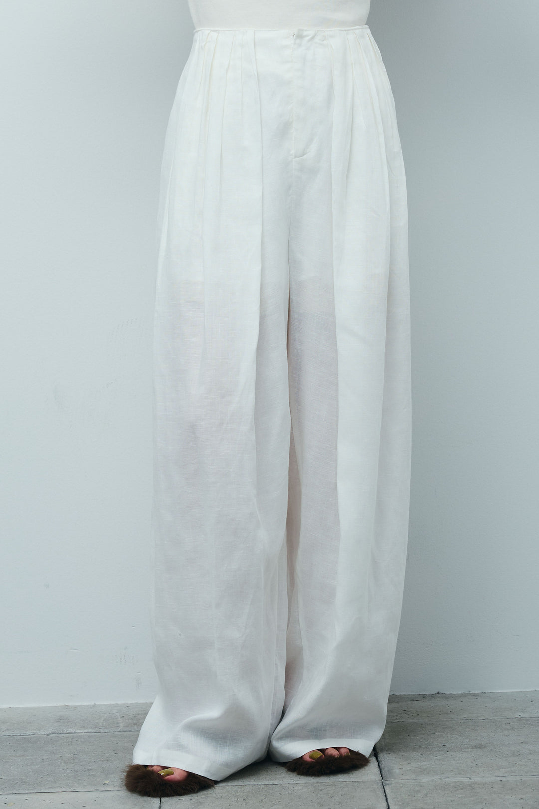 [予約/SET]シアーベロアハーフスリーブTOPS+リネンミックスウエストデザインワイドパンツ(2set)