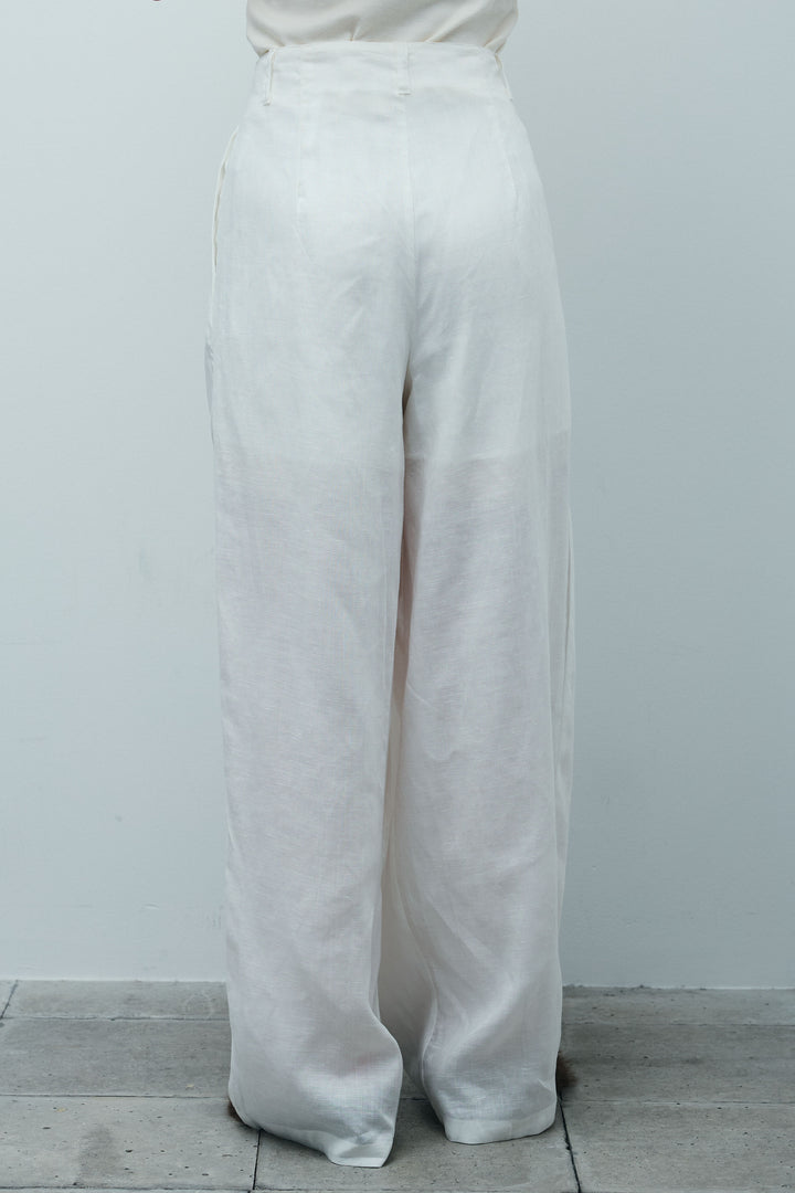 [予約/SET]シアーベロアハーフスリーブTOPS+リネンミックスウエストデザインワイドパンツ(2set)