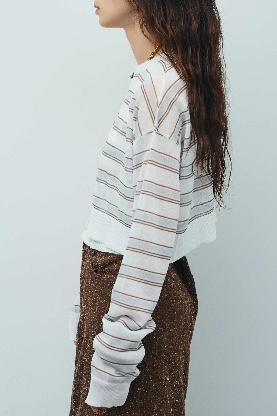 [予約/SET]ランダムボーダーアメスリタンク+ランダムボーダーシアーカーデ+ネップツイルストレートスカート(3set)