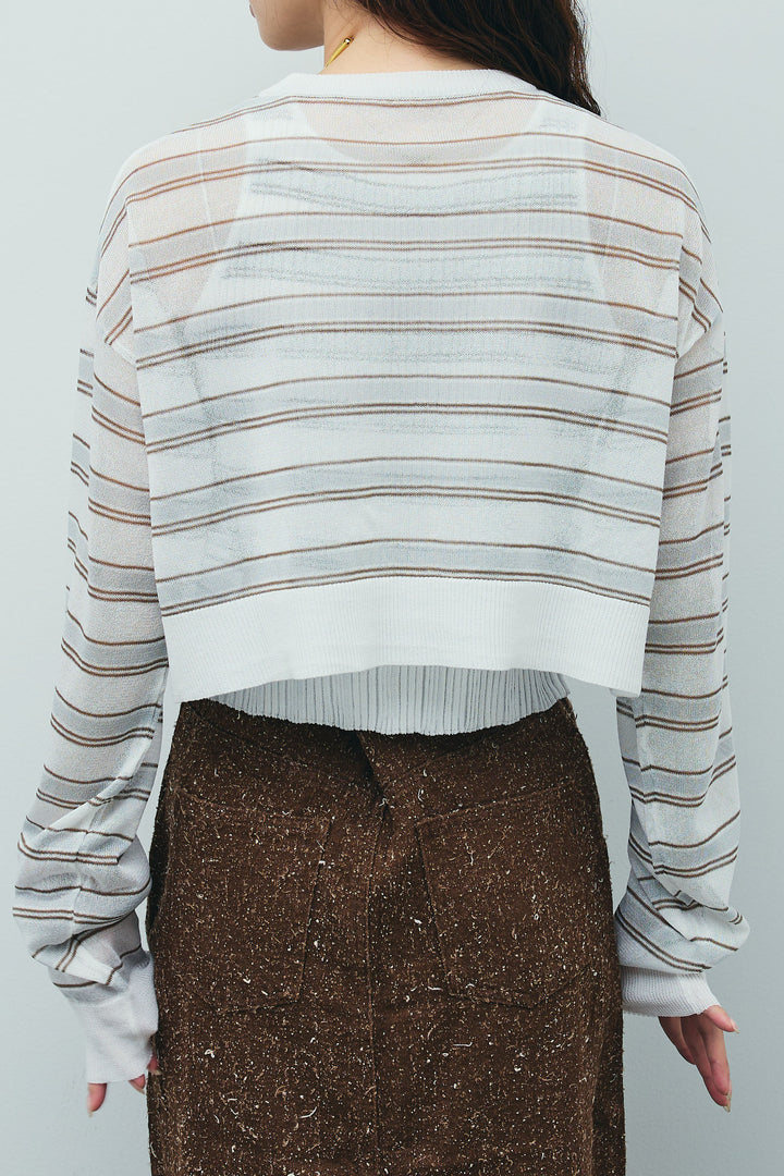 [予約/SET]ランダムボーダーアメスリタンク+ランダムボーダーシアーカーデ+アイレットレースラップ付きパンツ(3set)