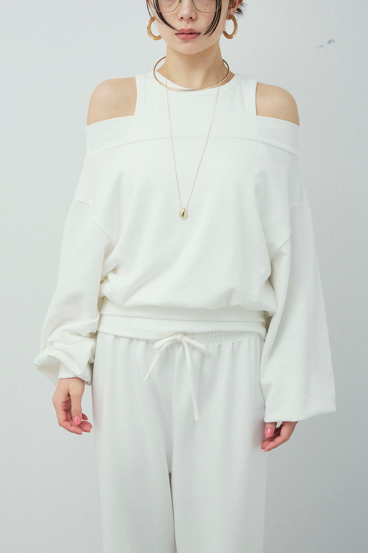 [予約/SET]裏毛オフショルプルオーバー+ストレートスウェットパンツ(2set)