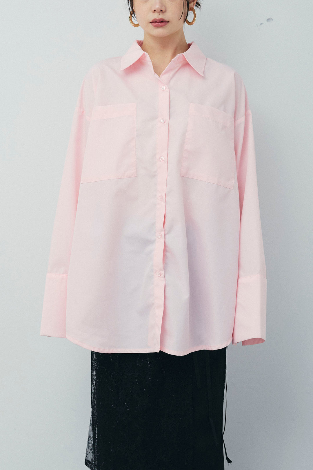 [予約/SET]カップ付きアメスリタンク+ビッグカフスオーバーサイズシャツ+ダブルウエストスウェットパンツ(3set)