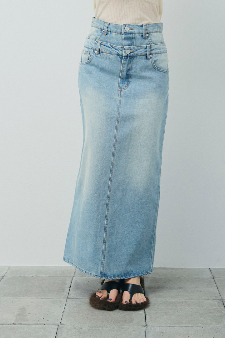 [予約]ダブルウエストデニムスカート