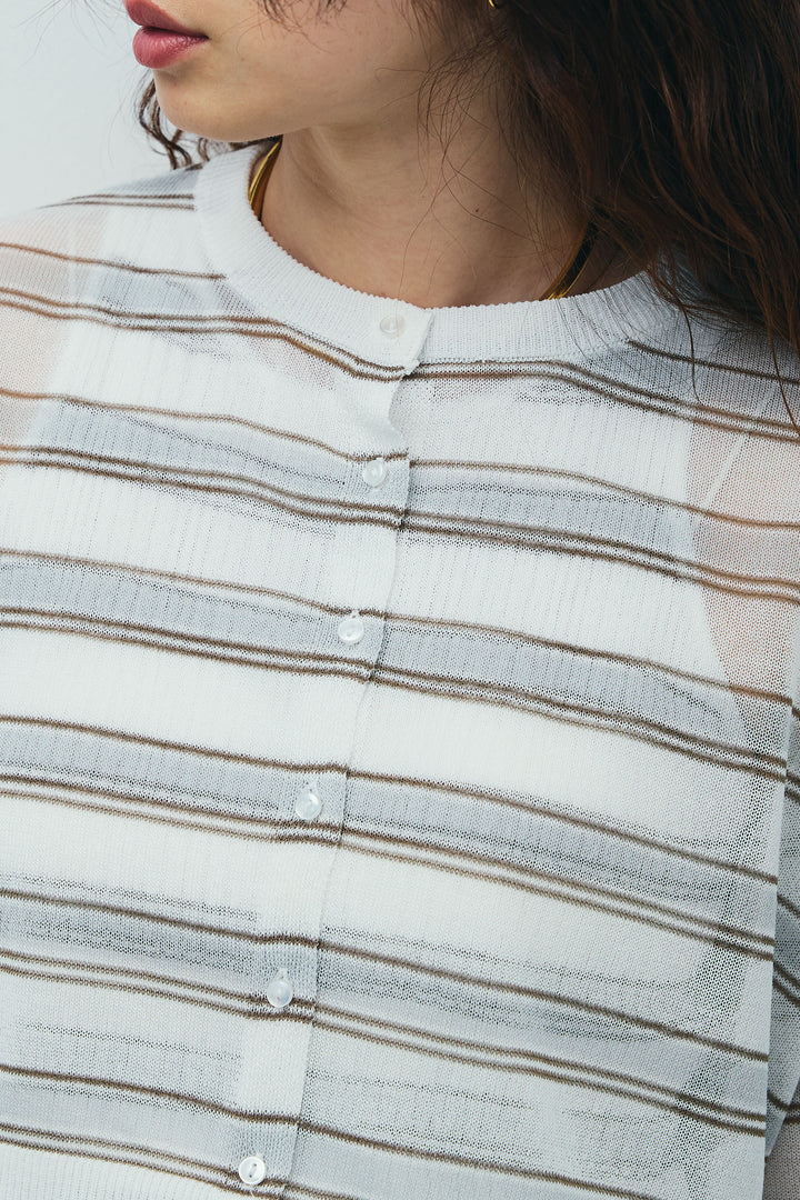 [予約/SET]ランダムボーダーシアーカーデ+アイレットレースラップ付きパンツ(2set)