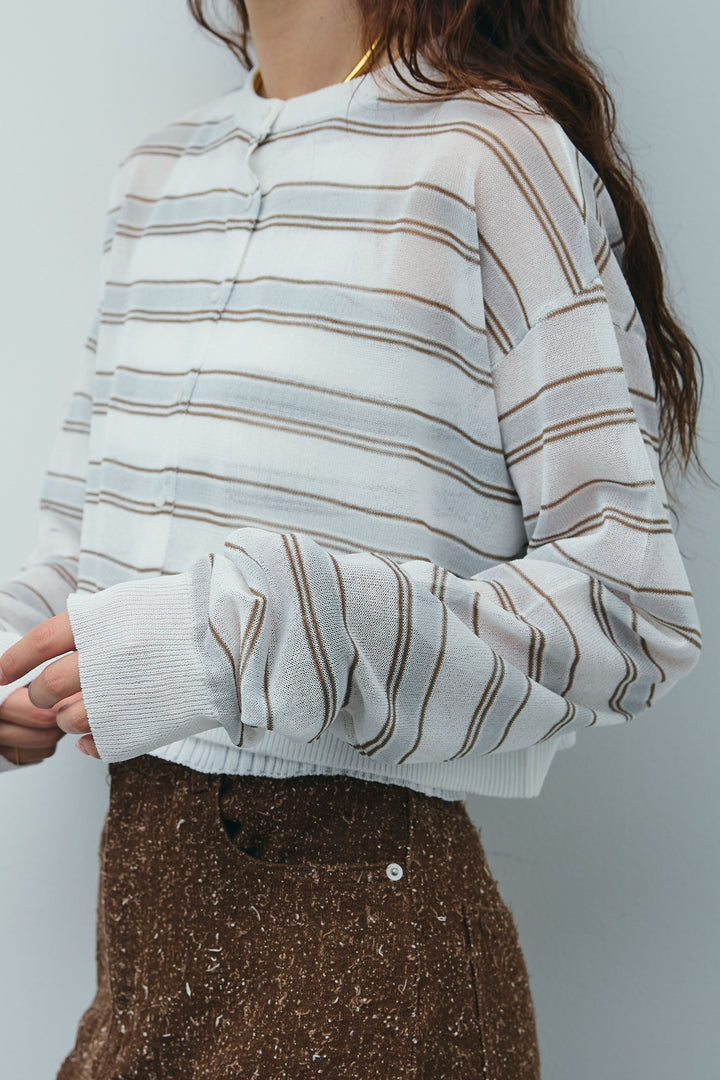 [予約/SET]ランダムボーダーアメスリタンク+ランダムボーダーシアーカーデ+ミニ裏毛カーブパンツ(3set)