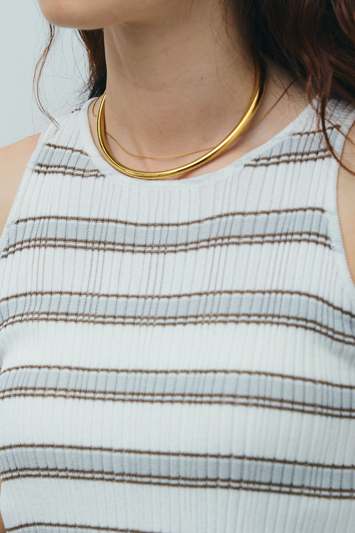 [予約/SET]ランダムボーダーアメスリタンク+ランダムボーダーシアーカーデ+アイレットレースラップ付きパンツ(3set)