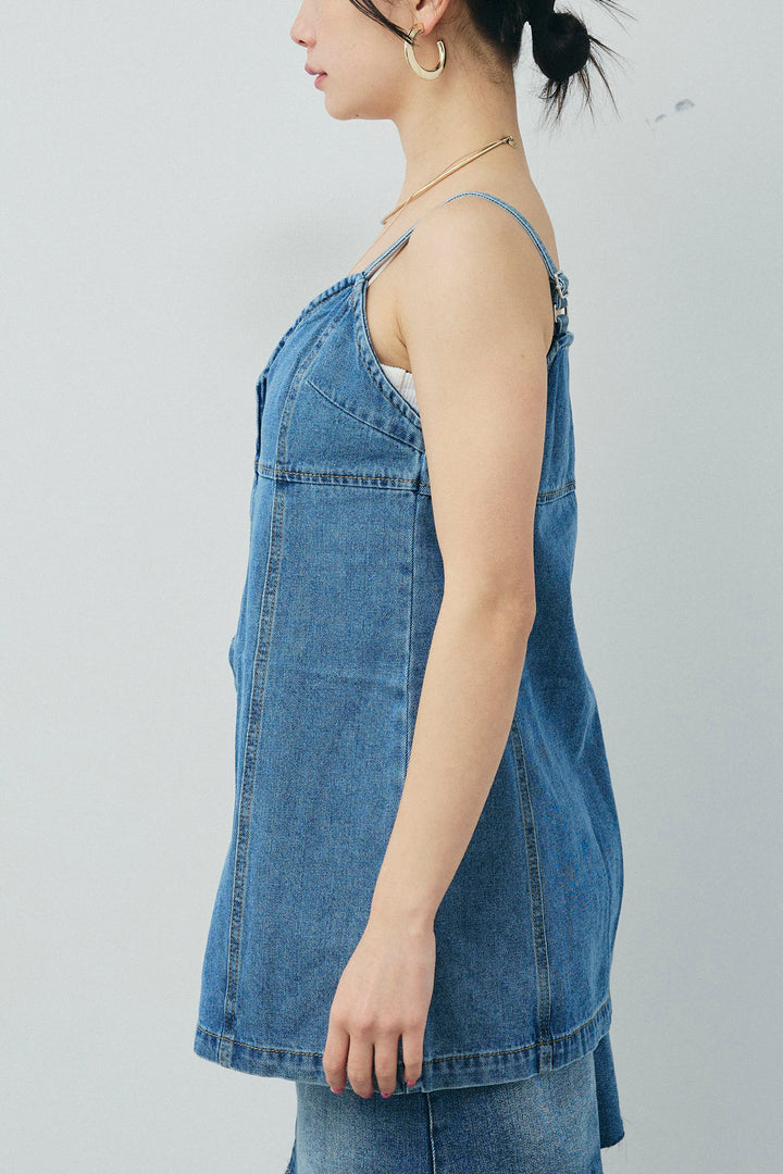 [予約]フロントダブルジップデニムビスチェ