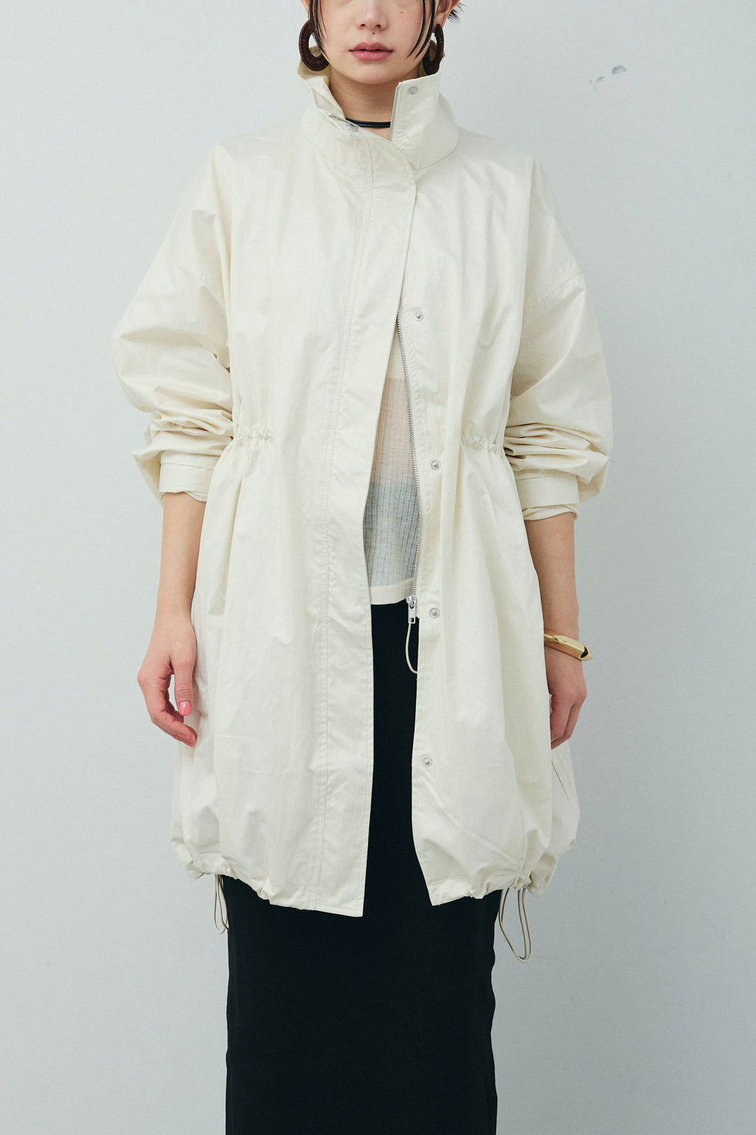 [予約/SET]パールタフタロングマンパ+シアーテレコヘンリーネックPO(2set)