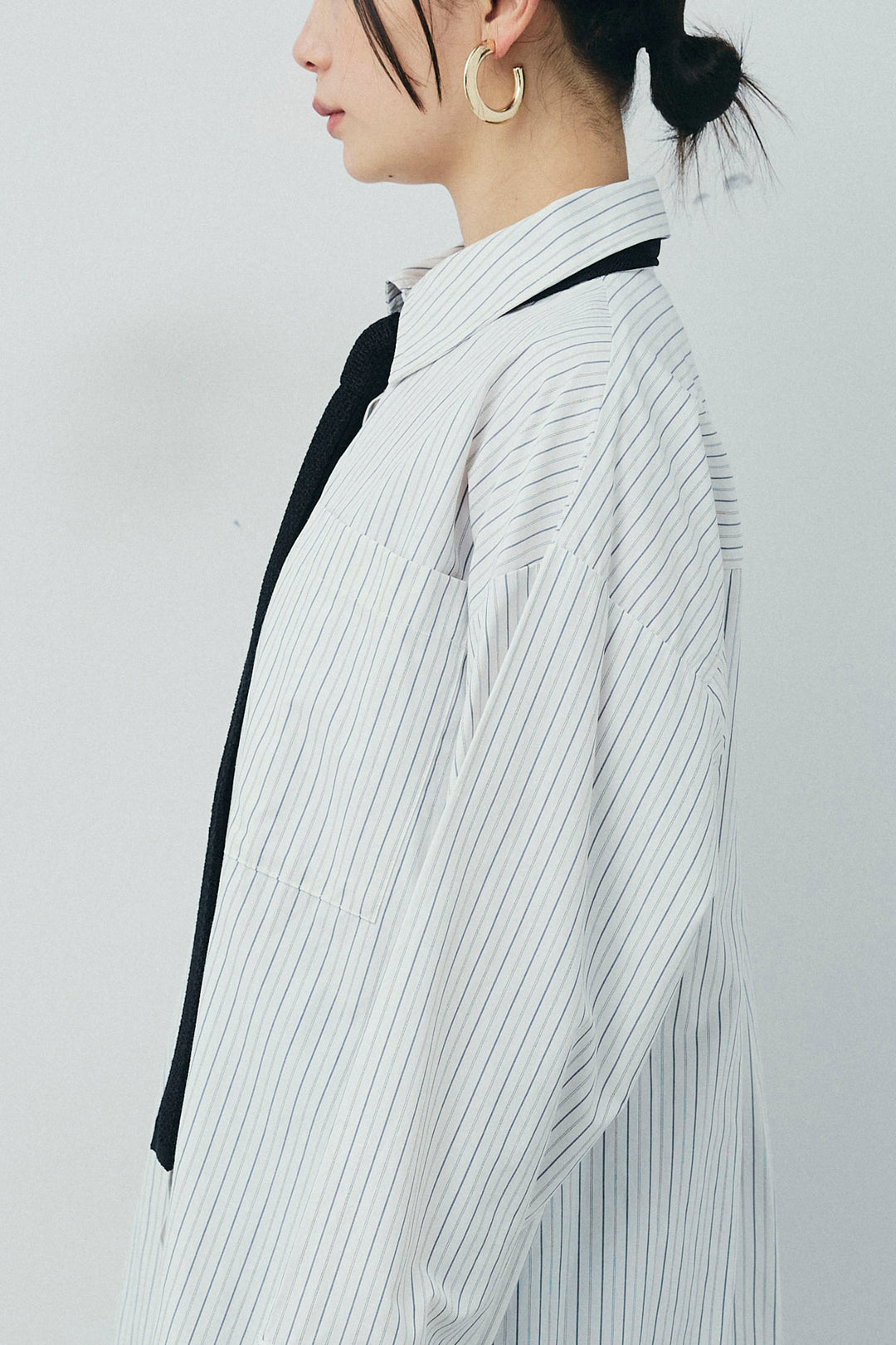 [予約/SET]フェザークロップドシャツ+シルクニットタイ+チェックストレートスカート(3set)