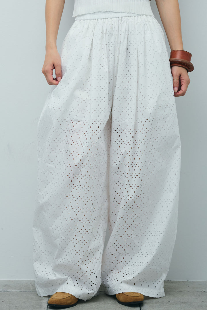 [予約/SET]シアーボーダーポロ+アイレットレースラップ付きパンツ(2set)