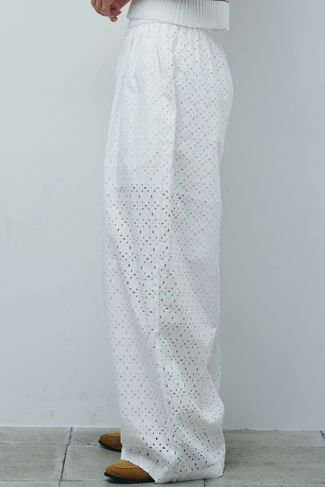 [予約/SET]シアーボーダーポロ+アイレットレースラップ付きパンツ(2set)