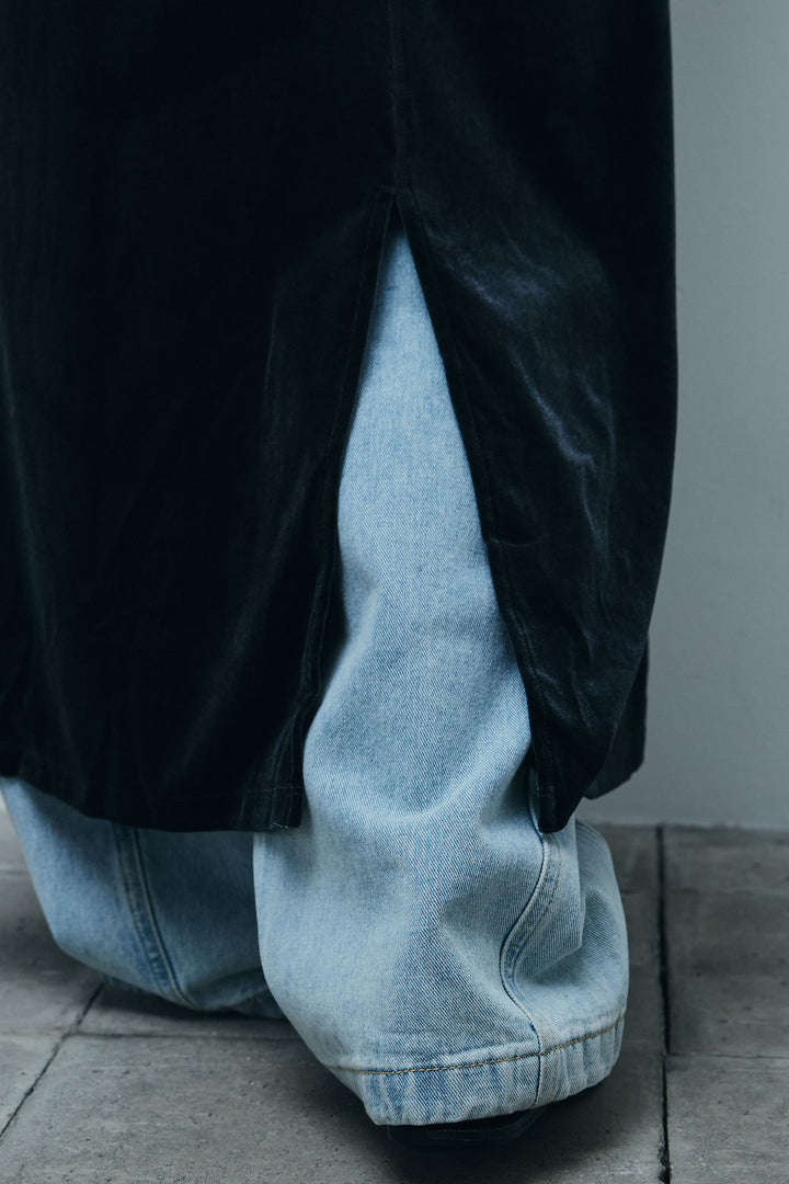 [予約/SET]ベロアロングOP+ペインターカーブデニムパンツ(2set)