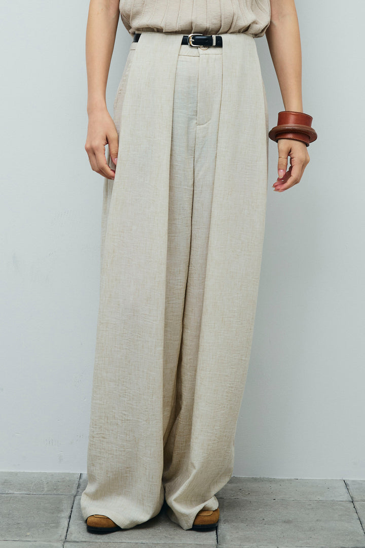 [予約]ベルト付きタックサマーパンツ