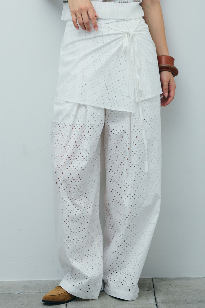 [予約/SET]ランダムボーダーアメスリタンク+ランダムボーダーシアーカーデ+アイレットレースラップ付きパンツ(3set)