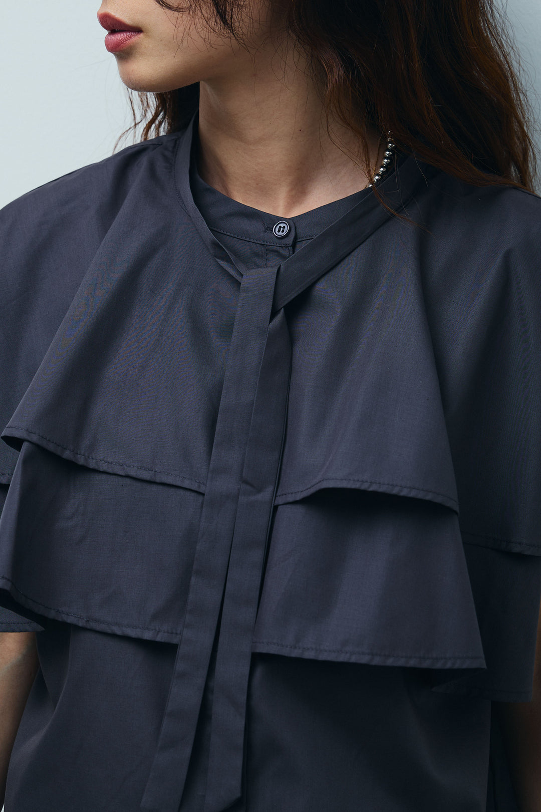 [予約/SET]ボウタイノースリティアードブラウス+リネンライクオールインワン(2set)