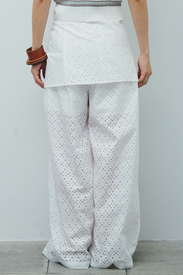 [予約/SET]ランダムボーダーシアーカーデ+アイレットレースラップ付きパンツ(2set)