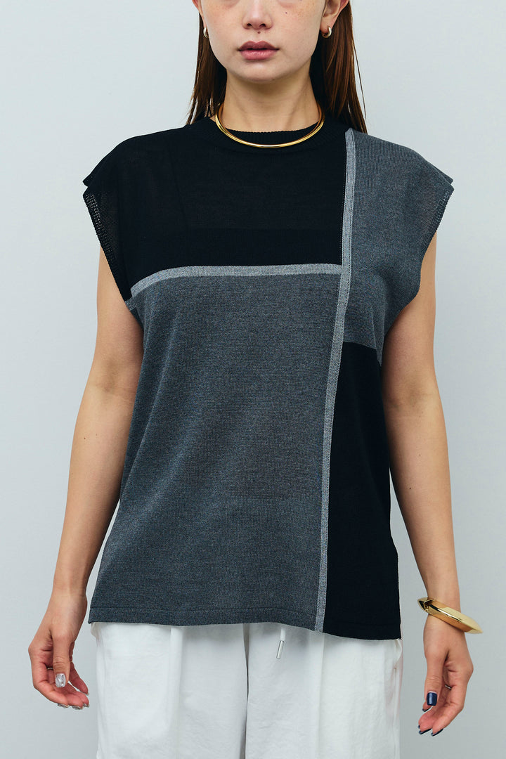 [予約]リネンタッチ配色フレンチプルオーバー