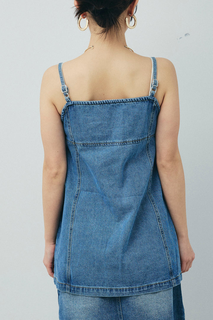 [予約/SET]カットオフショートデニムジャケット+フロントダブルジップデニムビスチェ+デニムミニスカート(3set)