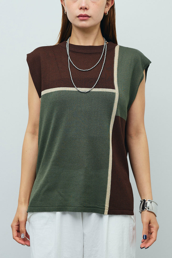 [予約]リネンタッチ配色フレンチプルオーバー