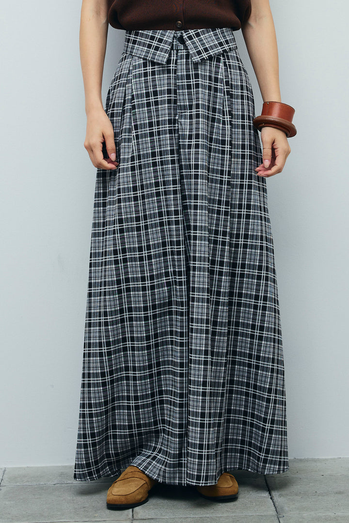 [予約]ウエスト折り返しチェックパンツ