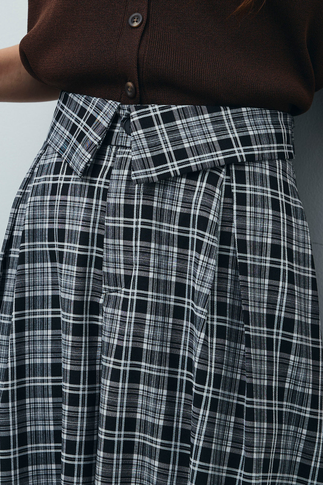 [予約]ウエスト折り返しチェックパンツ