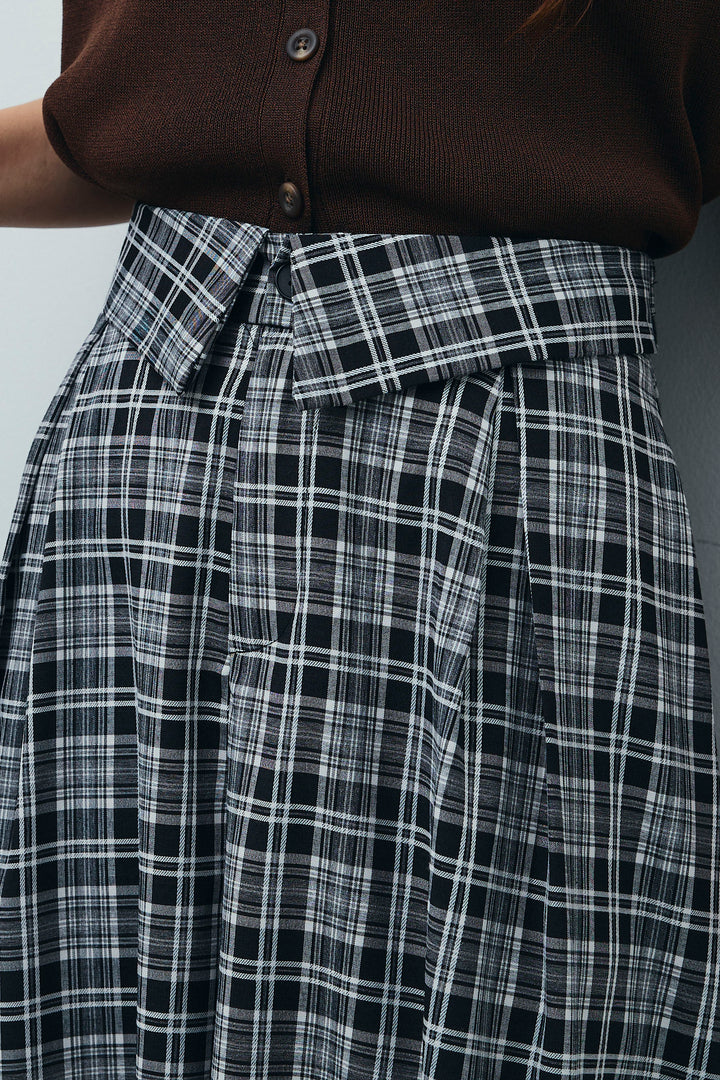 [予約]ウエスト折り返しチェックパンツ