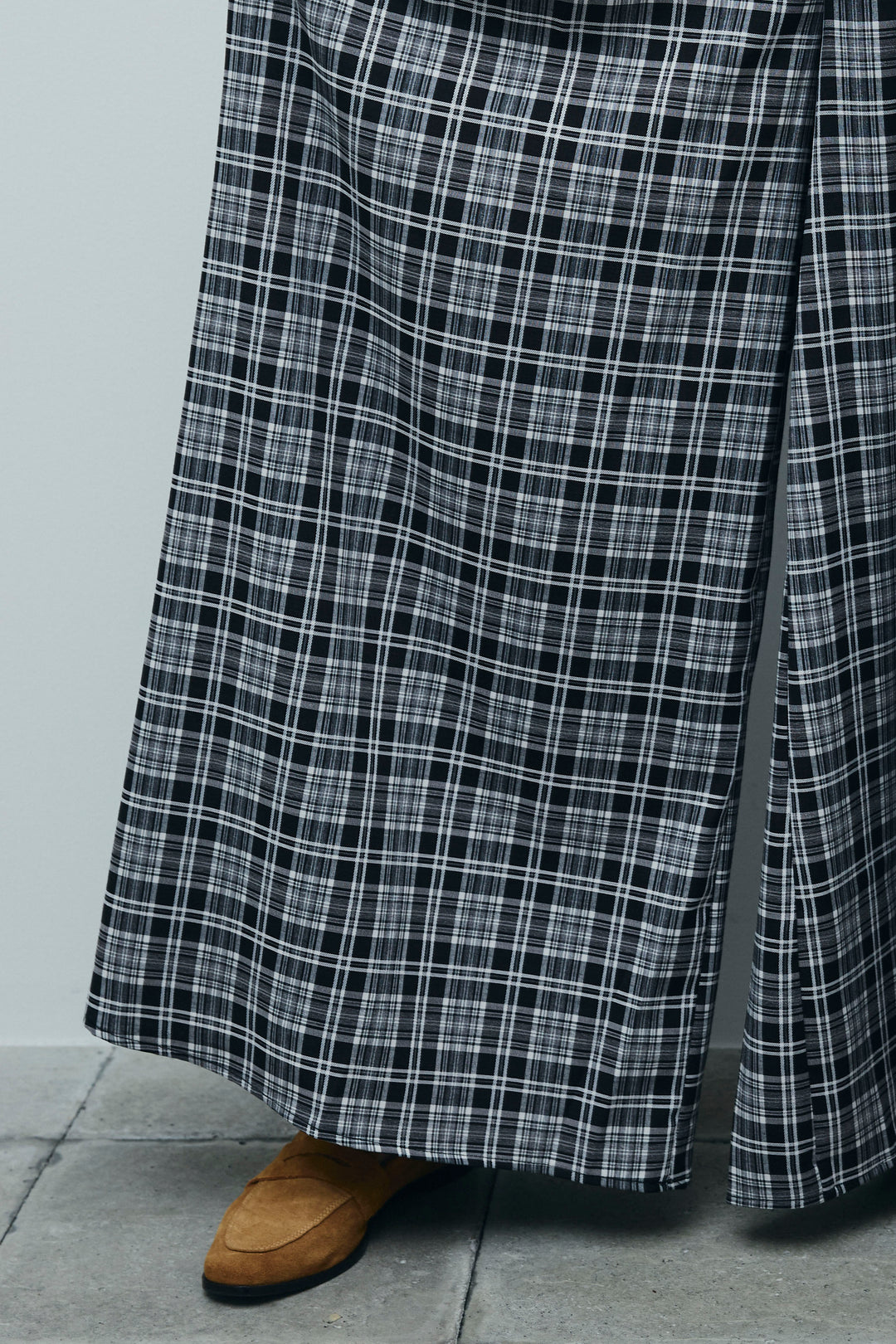 [予約]ウエスト折り返しチェックパンツ