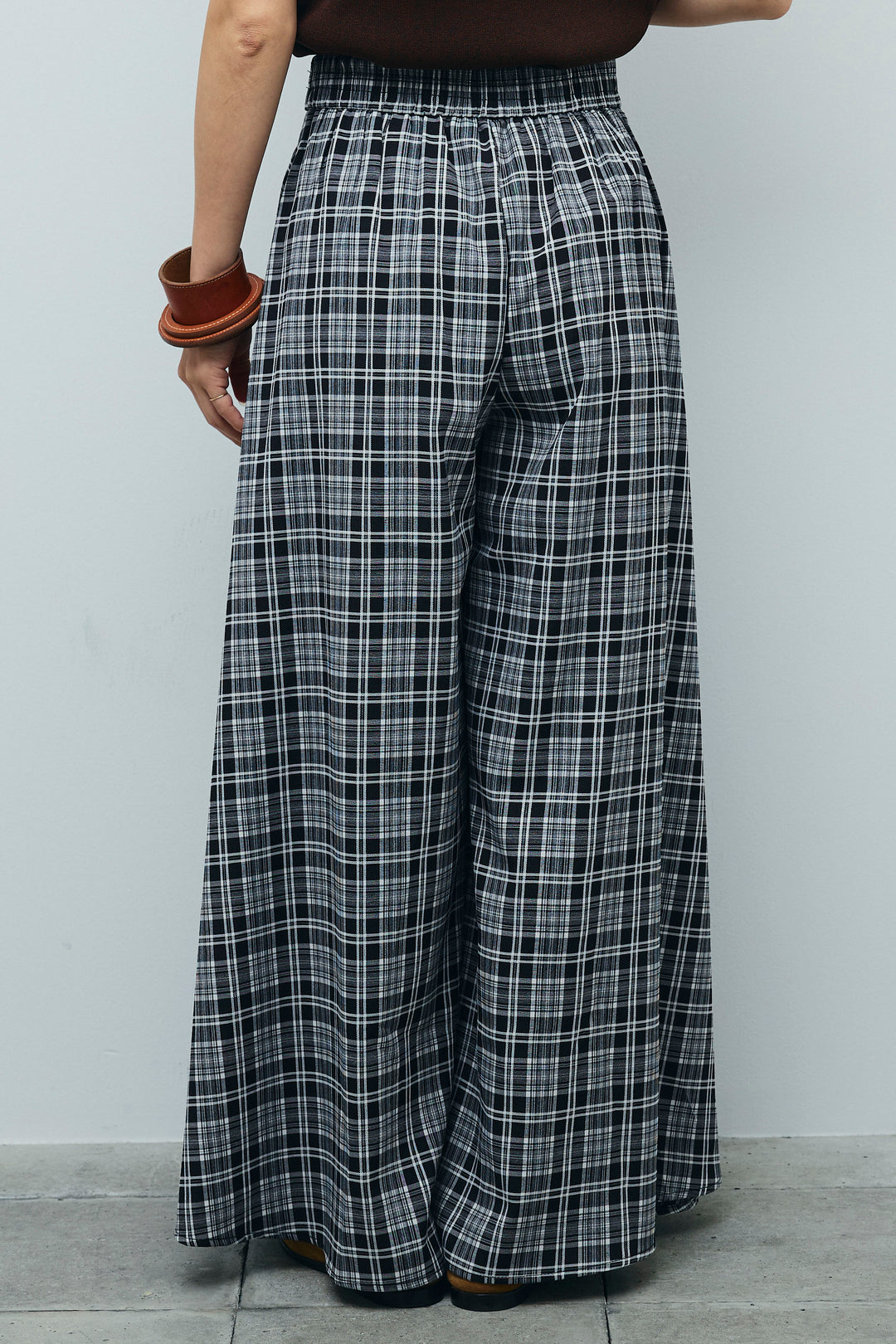 [予約]ウエスト折り返しチェックパンツ