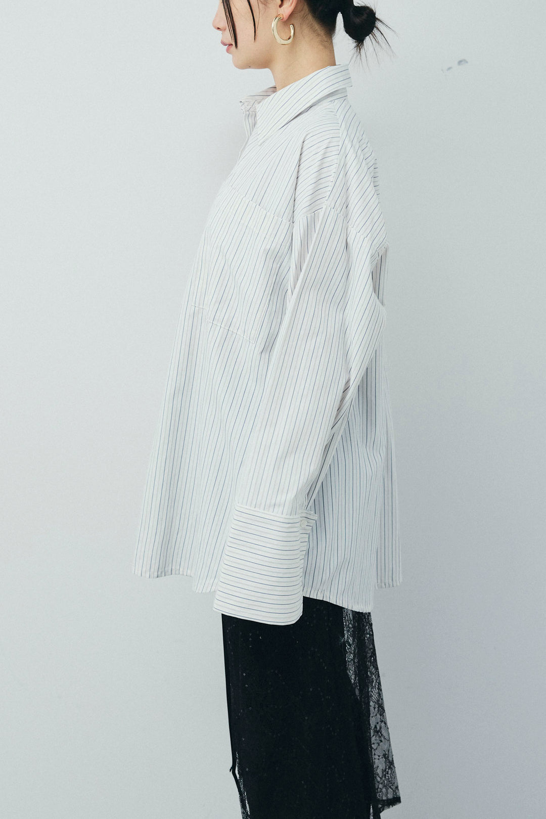 [予約/SET]ビッグカフスオーバーサイズシャツ+シルクニットタイ(2set)