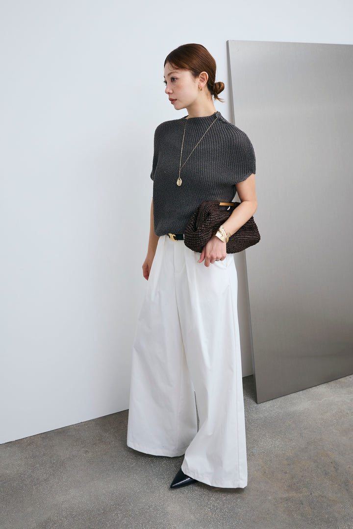[予約/SET]アシメニットPO+ハイウエストタックワイドパンツ(2set)