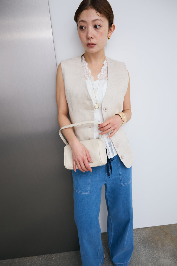 [予約]リネンタッチVネックジレ