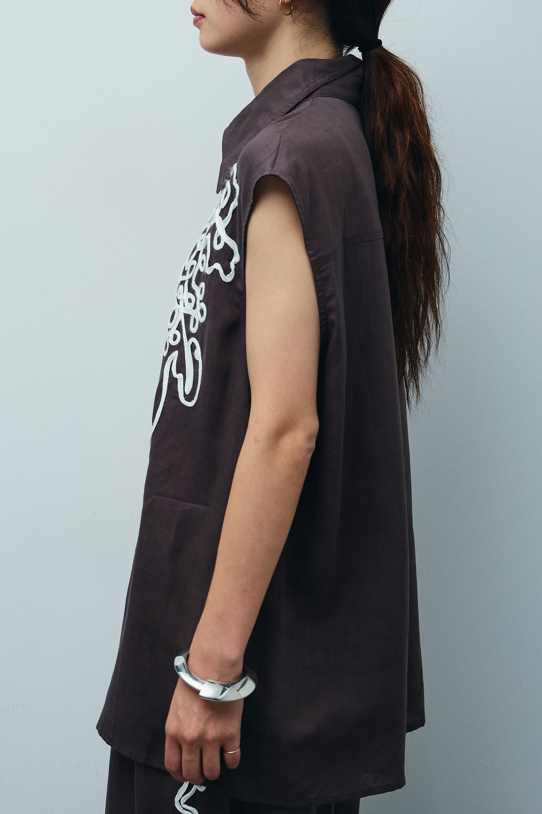 [予約]リネンミックステープ刺繍シャツ