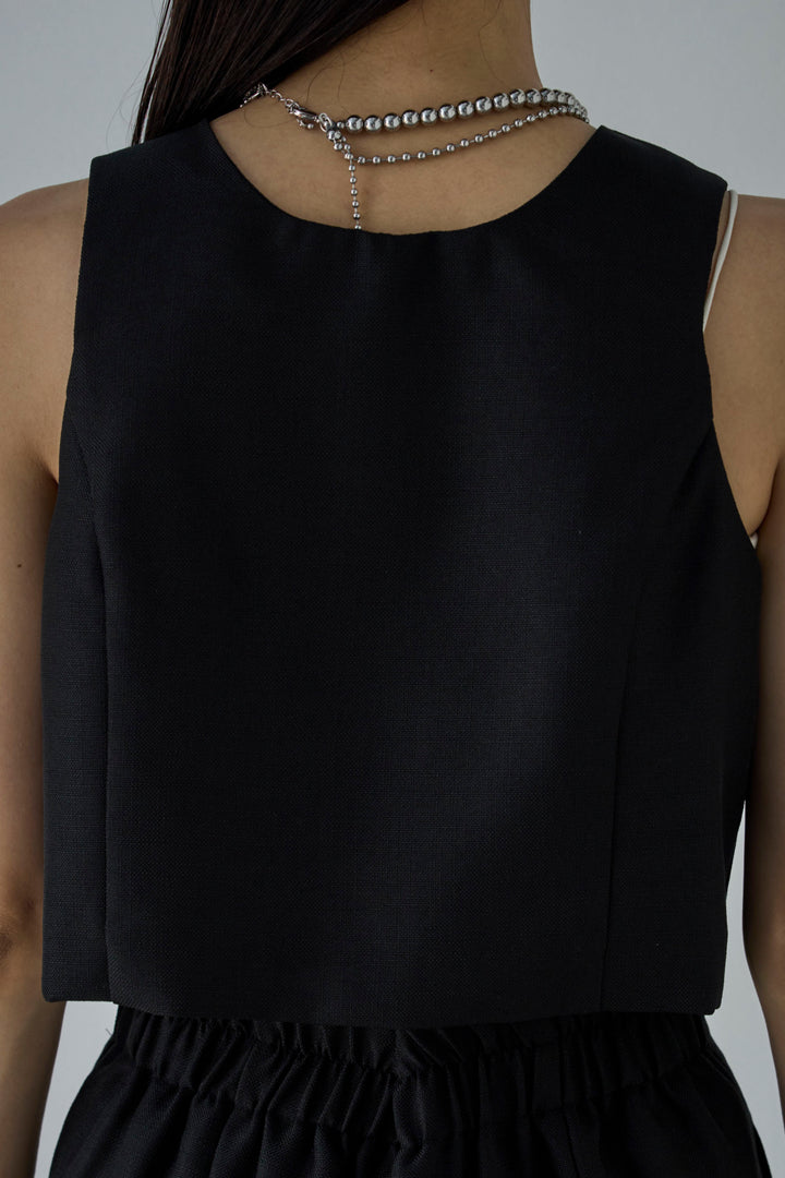 [予約]リネンタッチクロップドベスト