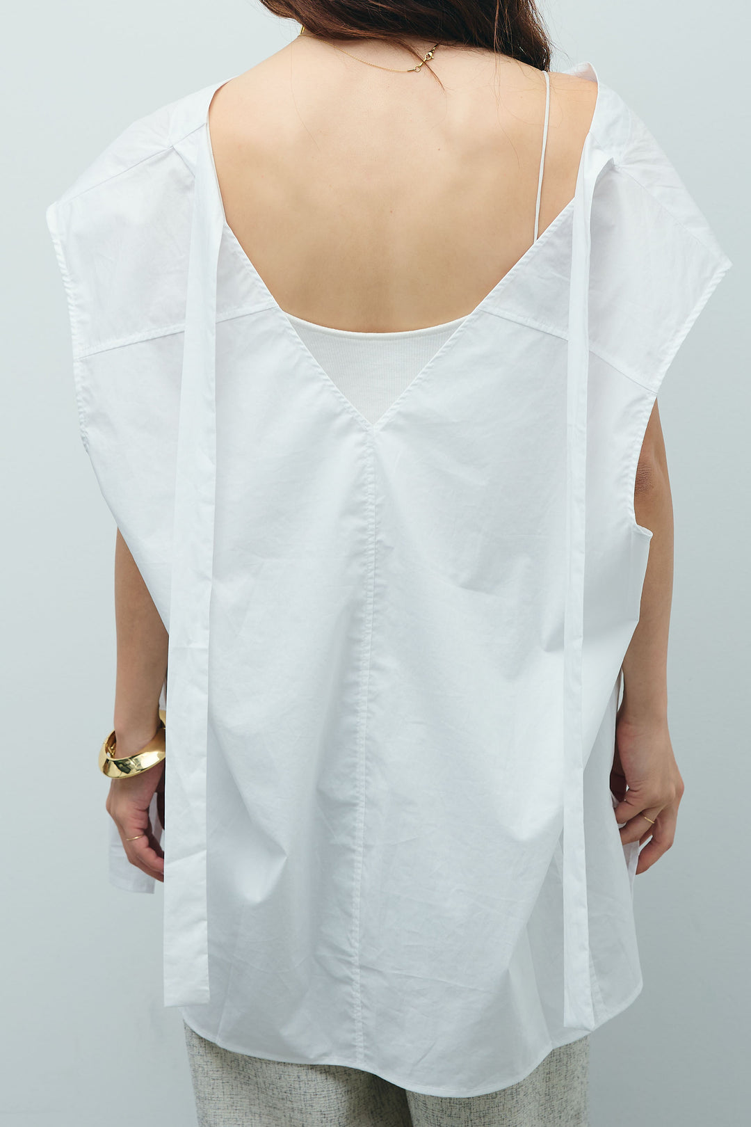 [予約/SET]バックリボンドレープブラウス+サマーツイードタックパンツ(2set)