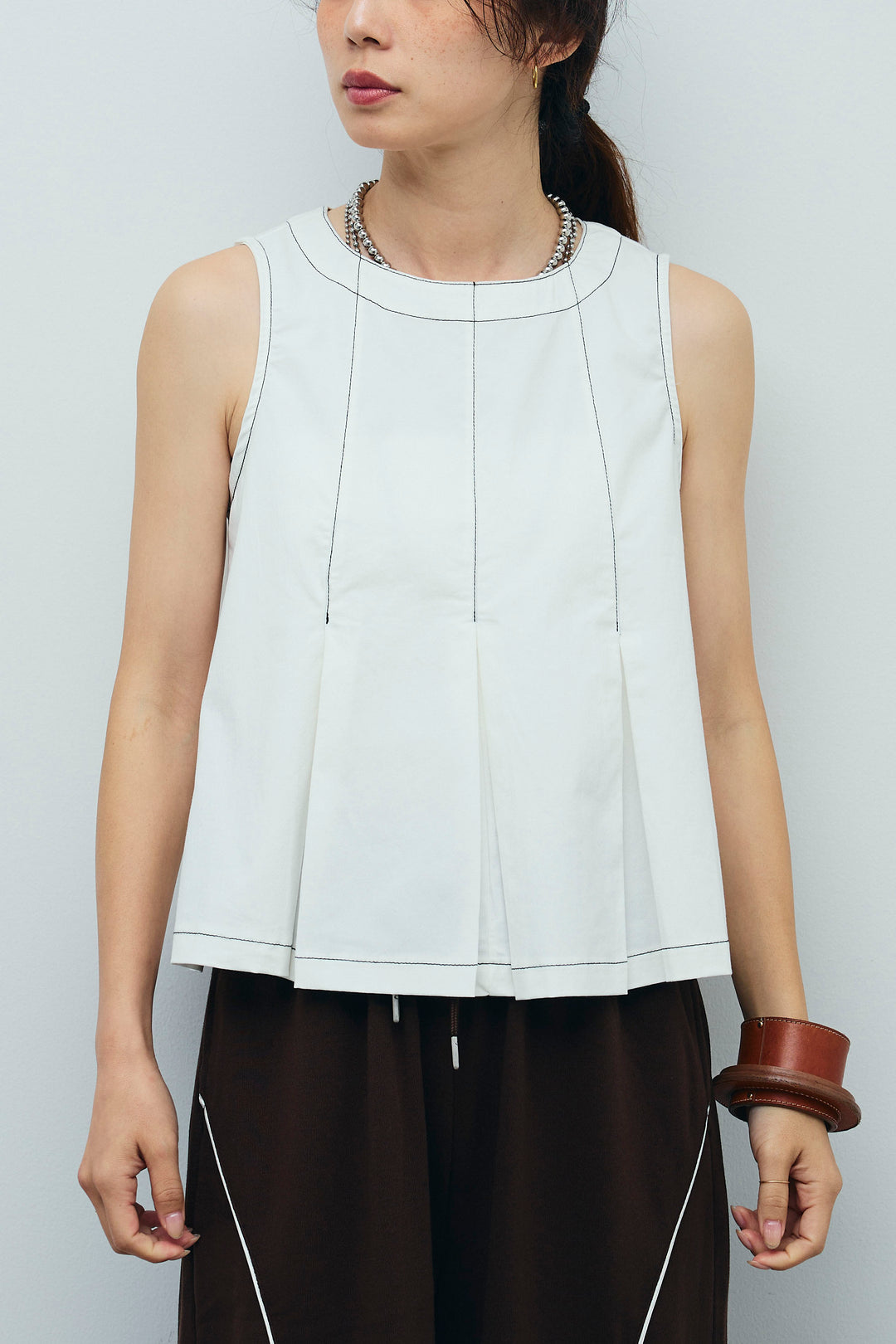 [予約]ボックスプリーツステッチブラウス