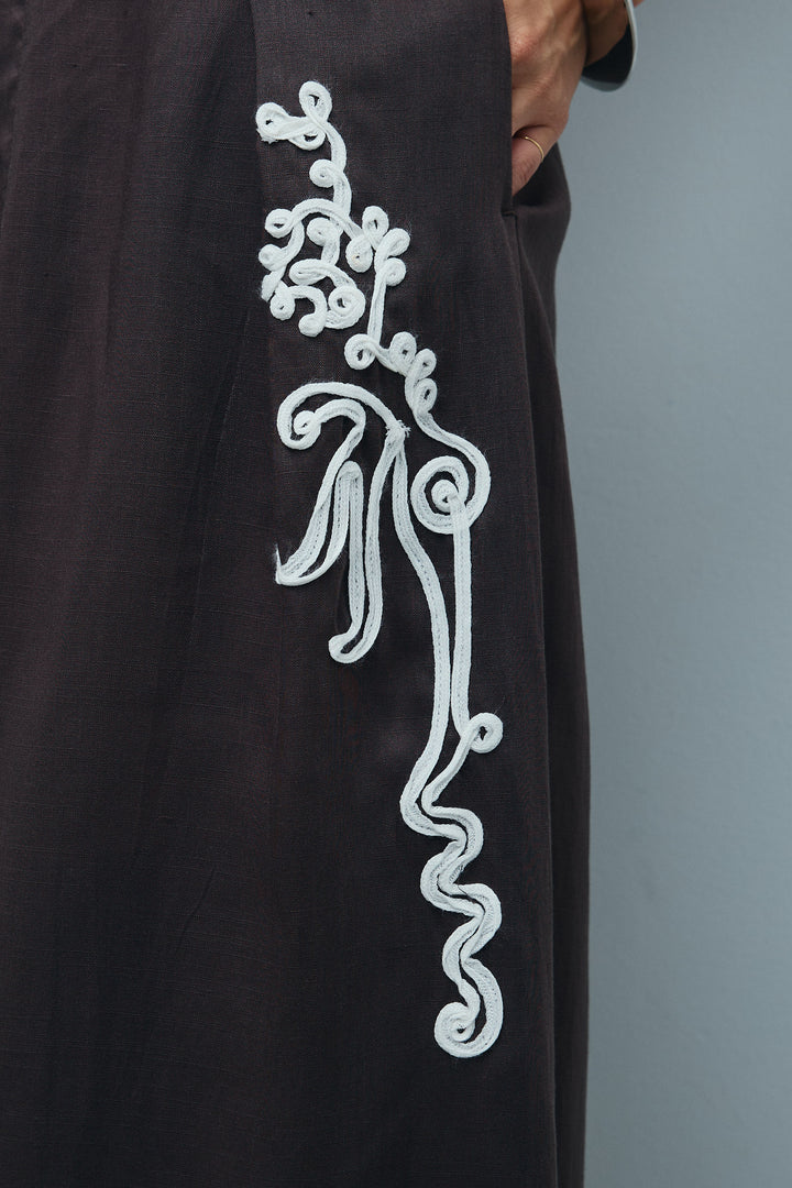 [予約/SET]リネンミックステープ刺繍シャツ+リネンミックステープ刺繍ワイドパンツ(2set)