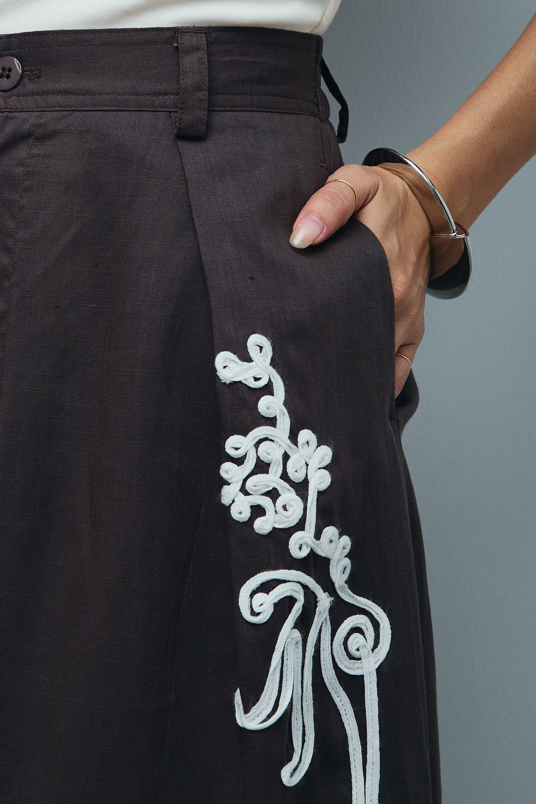 [予約/SET]リネンミックステープ刺繍シャツ+リネンミックステープ刺繍ワイドパンツ(2set)