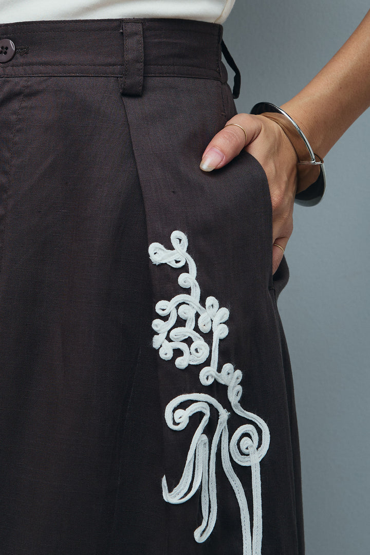 [予約/SET]リネンミックステープ刺繍シャツ+リネンミックステープ刺繍ワイドパンツ(2set)