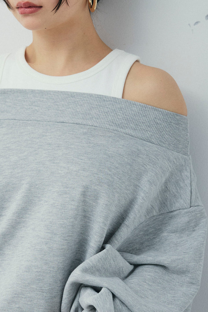 [予約/SET]裏毛オフショルプルオーバー+ストレートスウェットパンツ(2set)