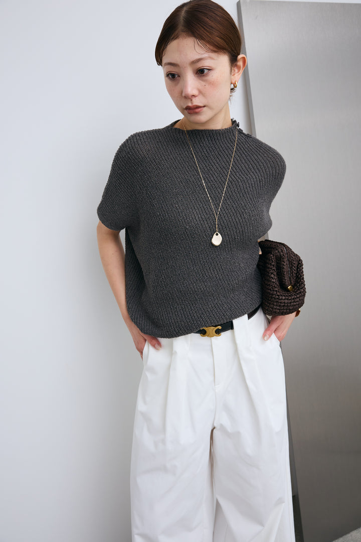 [予約/SET]アシメニットPO+ハイウエストタックワイドパンツ(2set)