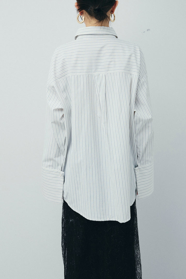 [予約/SET]ビッグカフスオーバーサイズシャツ+シルクニットタイ(2set)