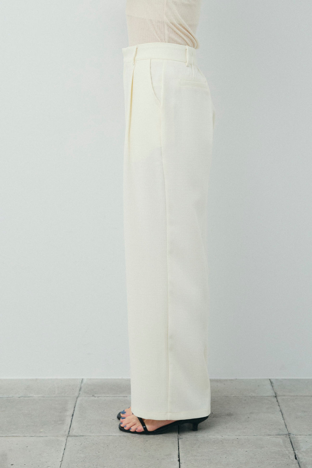 [予約/SET]シェルボタンクルーネックCD+ライトツイードタックワイドパンツ(2set)