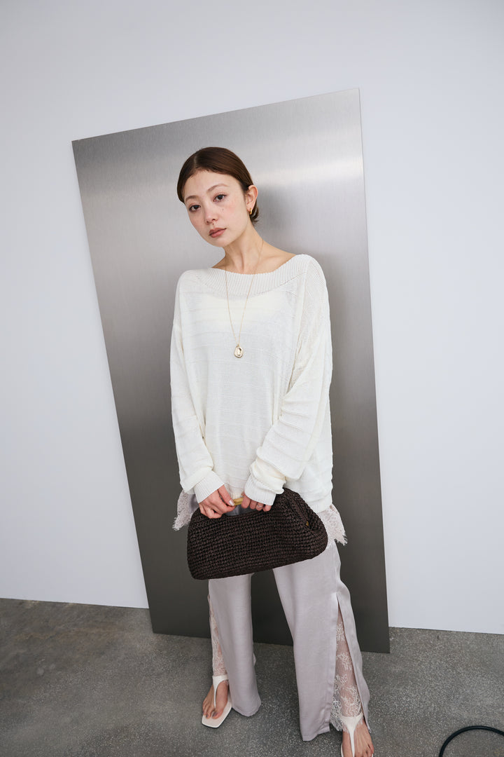 [予約]スリットレースサテンパンツ