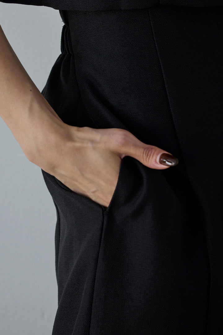 [予約/SET]リネンタッチクロップドベスト+リネンタッチハイウエストスカート(2set)