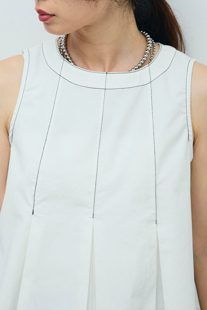 [予約]ボックスプリーツステッチブラウス