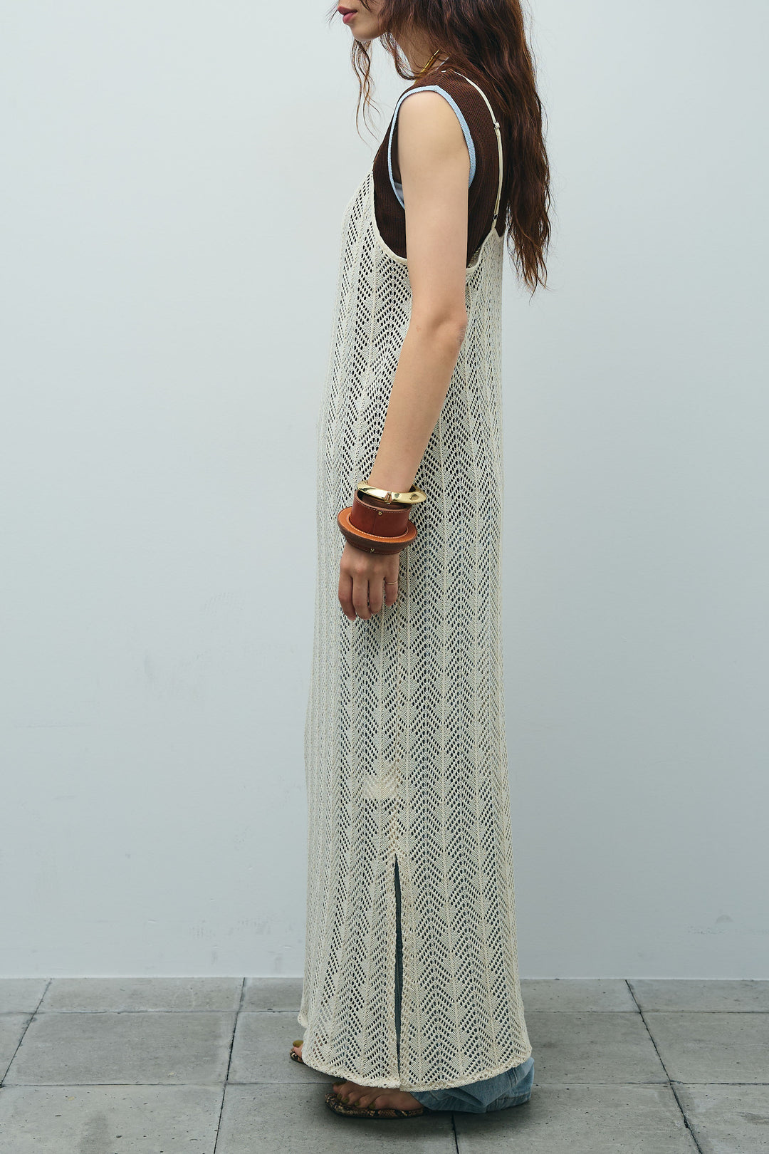 [予約/SET]ニットライクレースキャミOP+ペインターカーブデニムパンツ(2set)